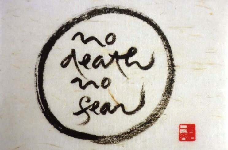 nascita e morte: no death no fear, nessuna morte nessuna paura, calligrafia thich nhat hanh