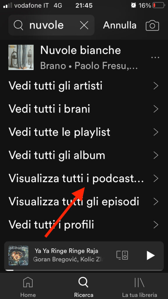 cerca podcast su spotify