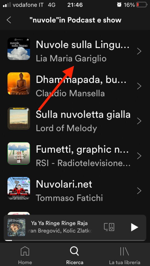 cerca podcast su spotify